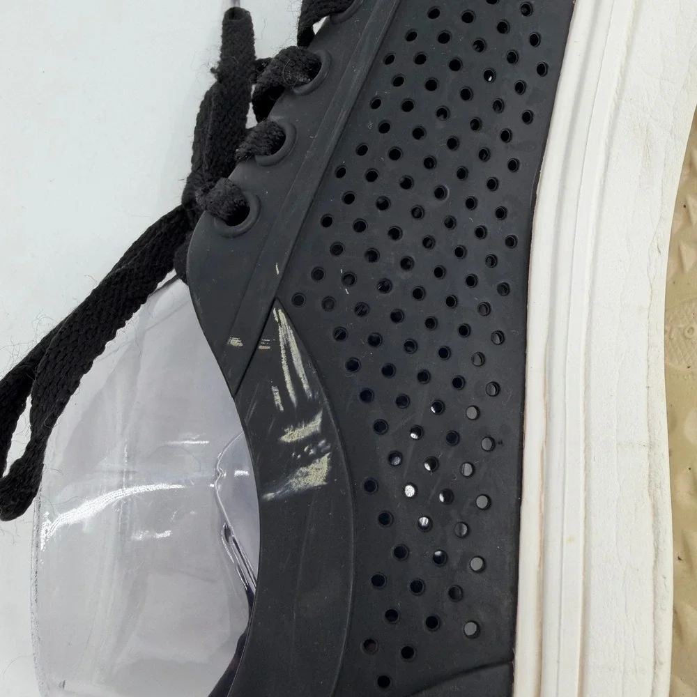 Crocs Citilane Roka Court Black White Perforated Lace Up Sneakers 204954 W11